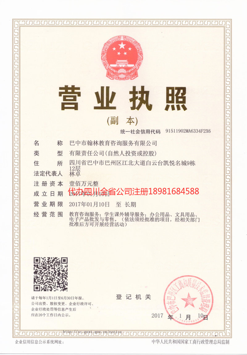 乐山乐山翰林教育咨询服务有限公司